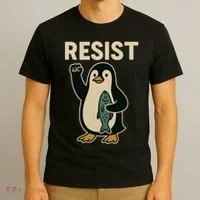 Resist Penguin Protest Against Tariffs T-Shirt thumb 3