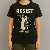 Resist Penguin Protest Against Tariffs T-Shirt thumb 4