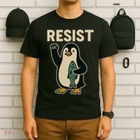 Resist Penguin Protest Against Tariffs T-Shirt thumb 6