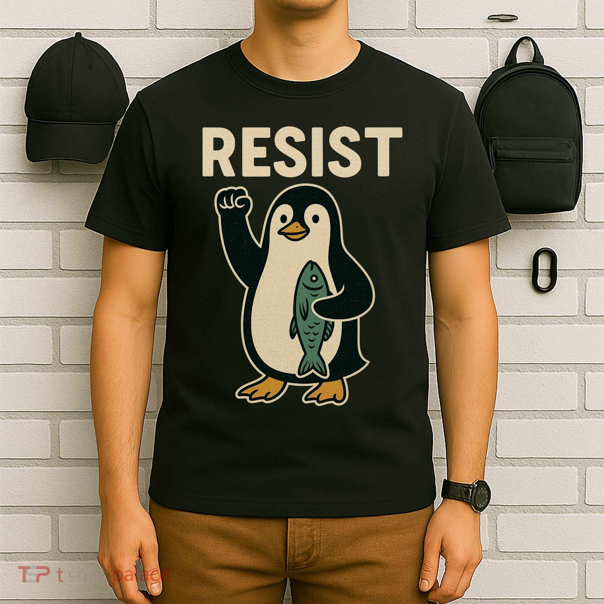 Resist Penguin Protest Against Tariffs T-Shirt