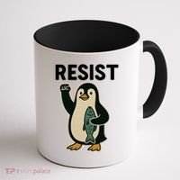 Resist Penguin Protest Against Tariffs Coffee Mug thumb 1