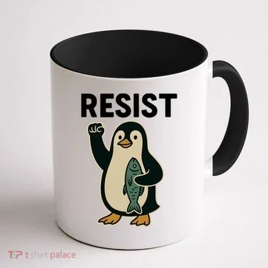 Resist Penguin Protest Against Tariffs Coffee Mug back