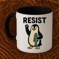 Resist Penguin Protest Against Tariffs Coffee Mug thumb 2