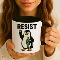 Resist Penguin Protest Against Tariffs Coffee Mug thumb 3