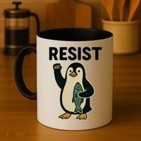 Resist Penguin Protest Against Tariffs Coffee Mug thumb 4