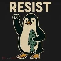 Resist Penguin Protest Against Tariffs Ornament thumb 1