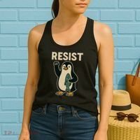 Resist Penguin Protest Against Tariffs Women's Tank Top thumb 2