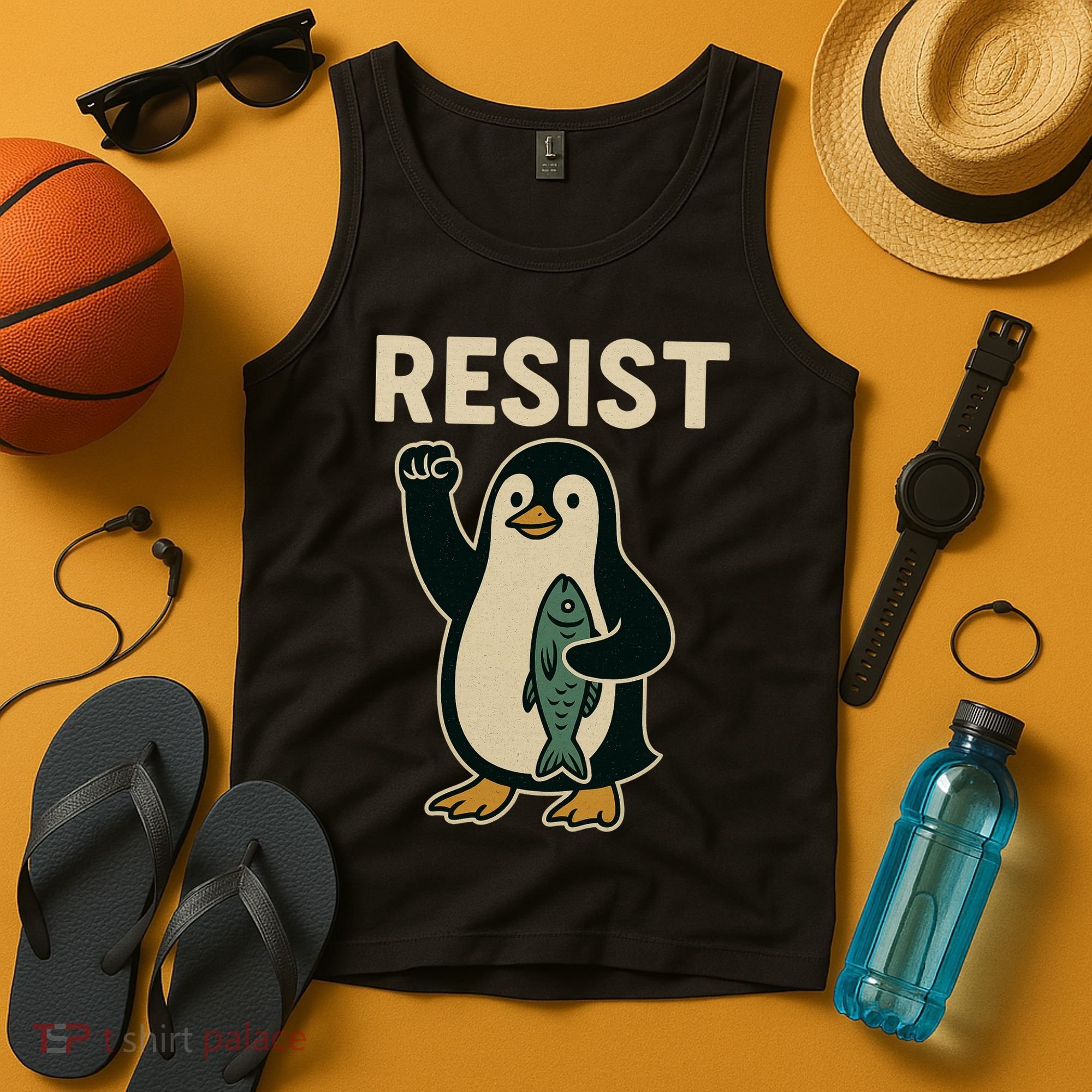 Resist Penguin Protest Against Tariffs Tank Top