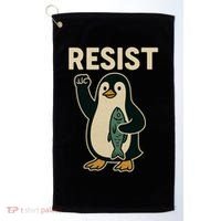 Resist Penguin Protest Against Tariffs Golf Towel thumb 0