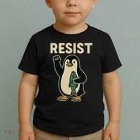 Resist Penguin Protest Against Tariffs Toddler T-Shirt thumb 2