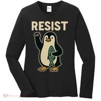 Resist Penguin Protest Against Tariffs Women's Long Sleeve Shirt thumb 0