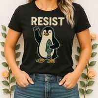 Resist Penguin Protest Against Tariffs Women's T-Shirt thumb 2