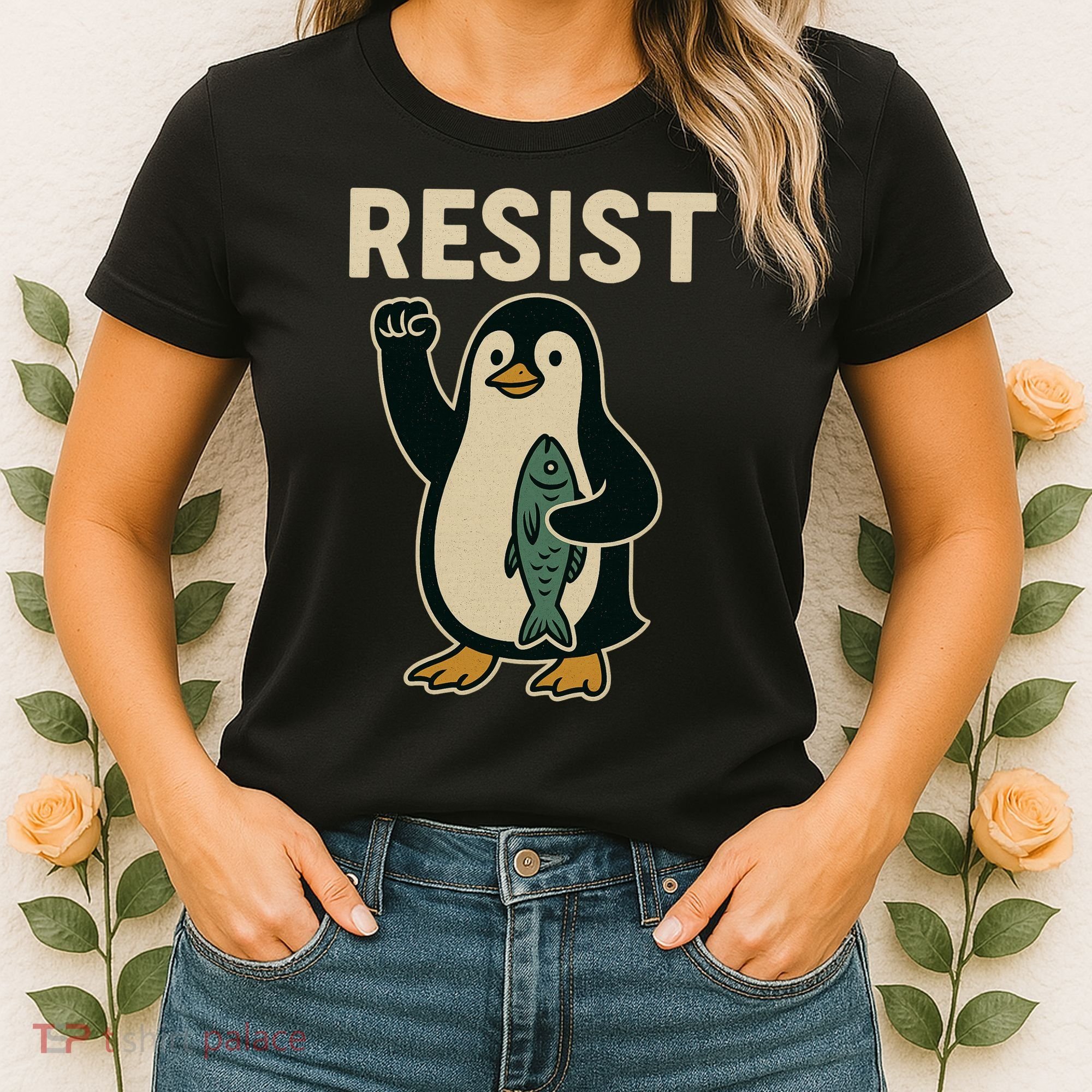 Resist Penguin Protest Against Tariffs Women's T-Shirt