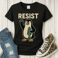 Resist Penguin Protest Against Tariffs Women's T-Shirt thumb 3
