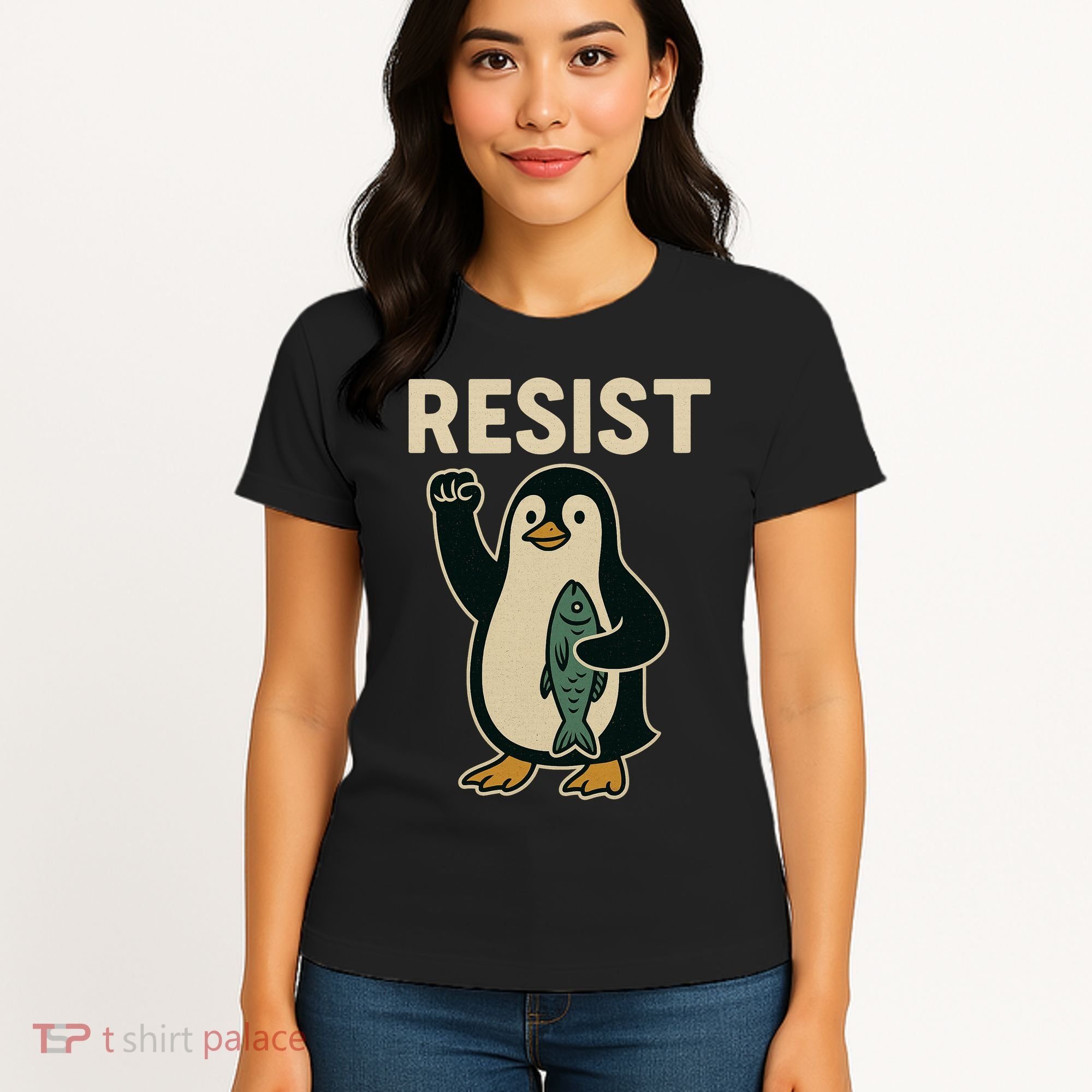 Resist Penguin Protest Against Tariffs Women's T-Shirt