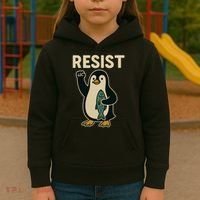 Resist Penguin Protest Against Tariffs Kids Hoodie thumb 3