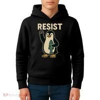 Resist Penguin Protest Against Tariffs Kids Hoodie thumb 4