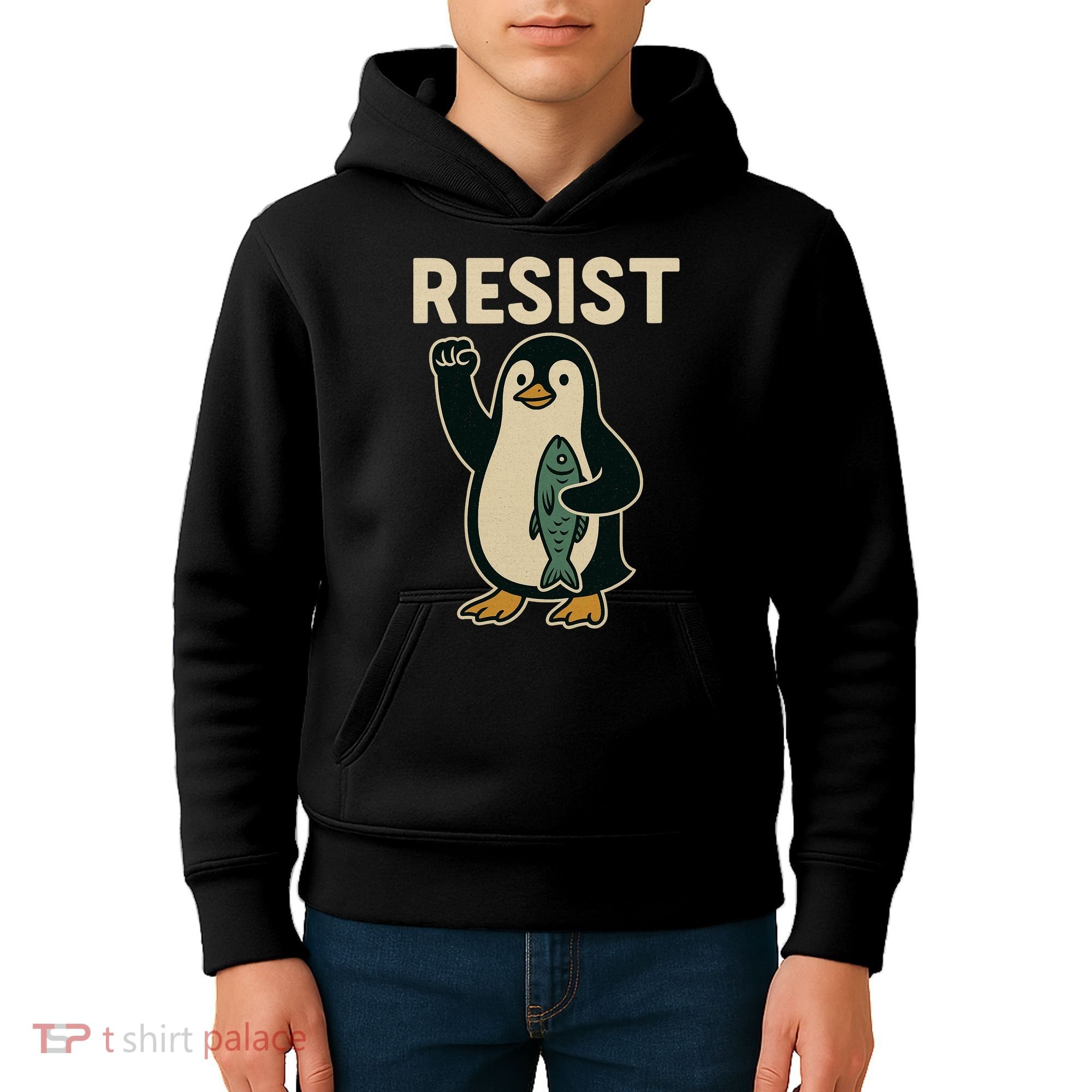 Resist Penguin Protest Against Tariffs Kids Hoodie