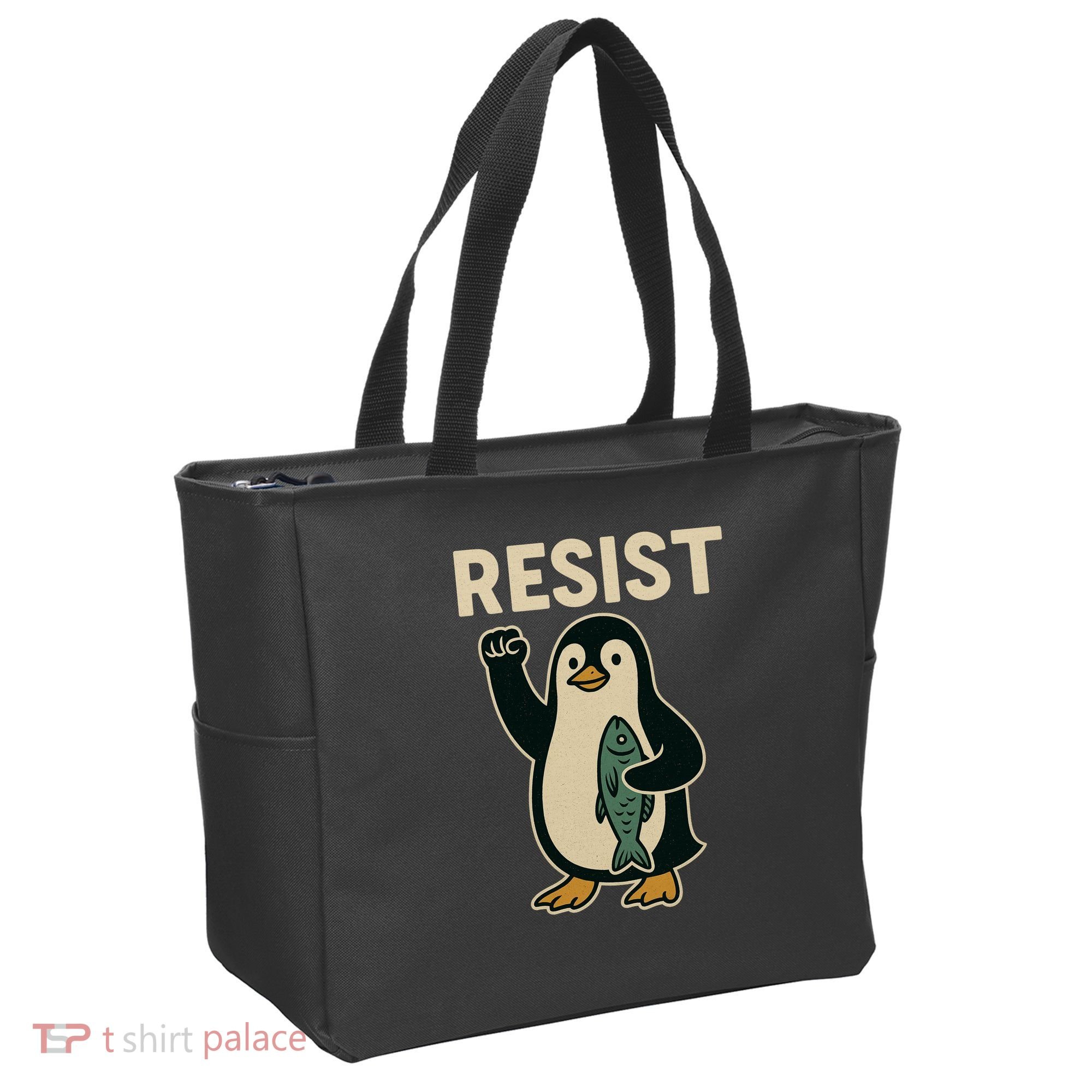 Resist Penguin Protest Against Tariffs Tote Bag