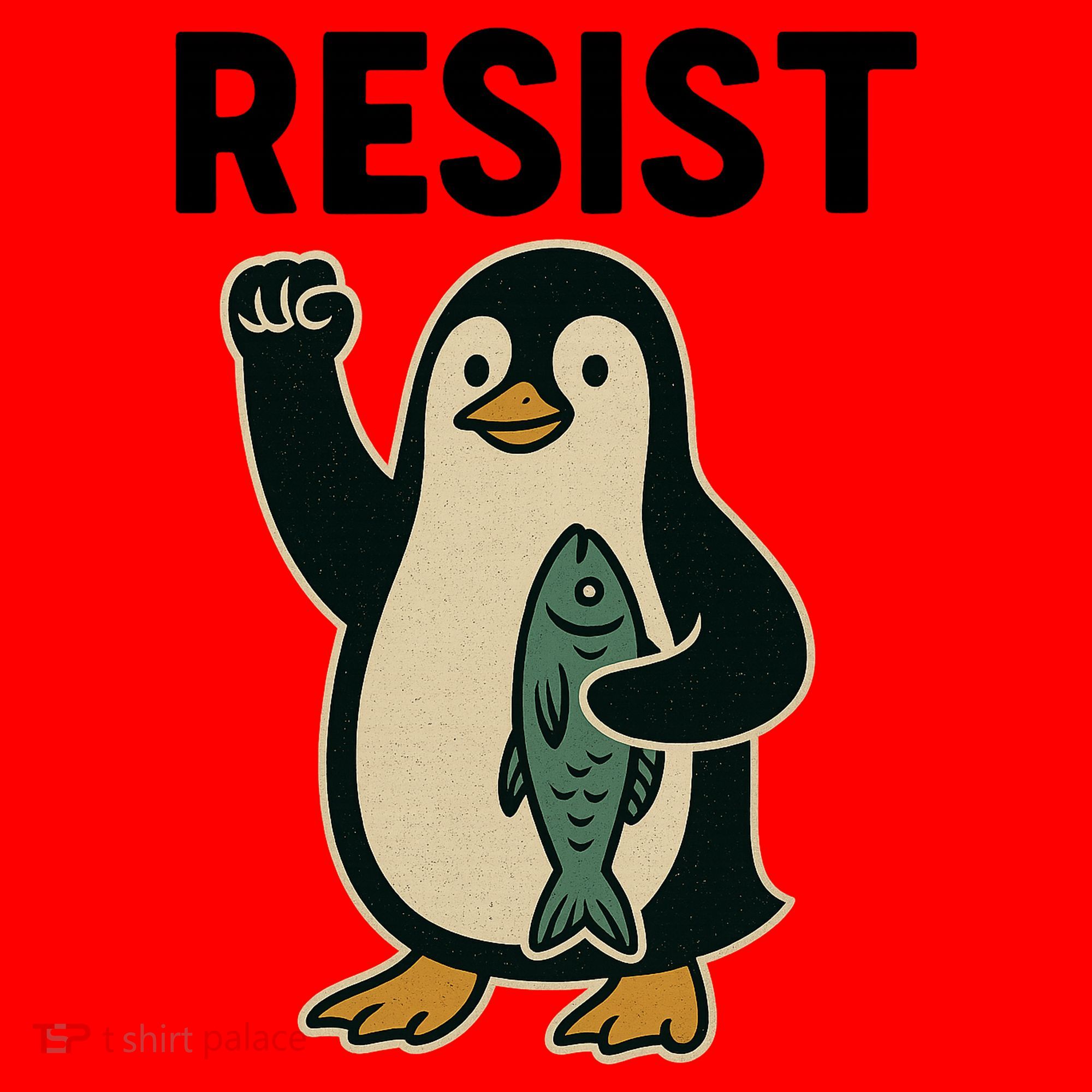 Resist Penguin Protest Against Tariffs Santa Hat