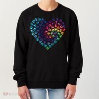 Rainbow Paw Print Heart Dog Lover Women's Sweatshirt thumb 0