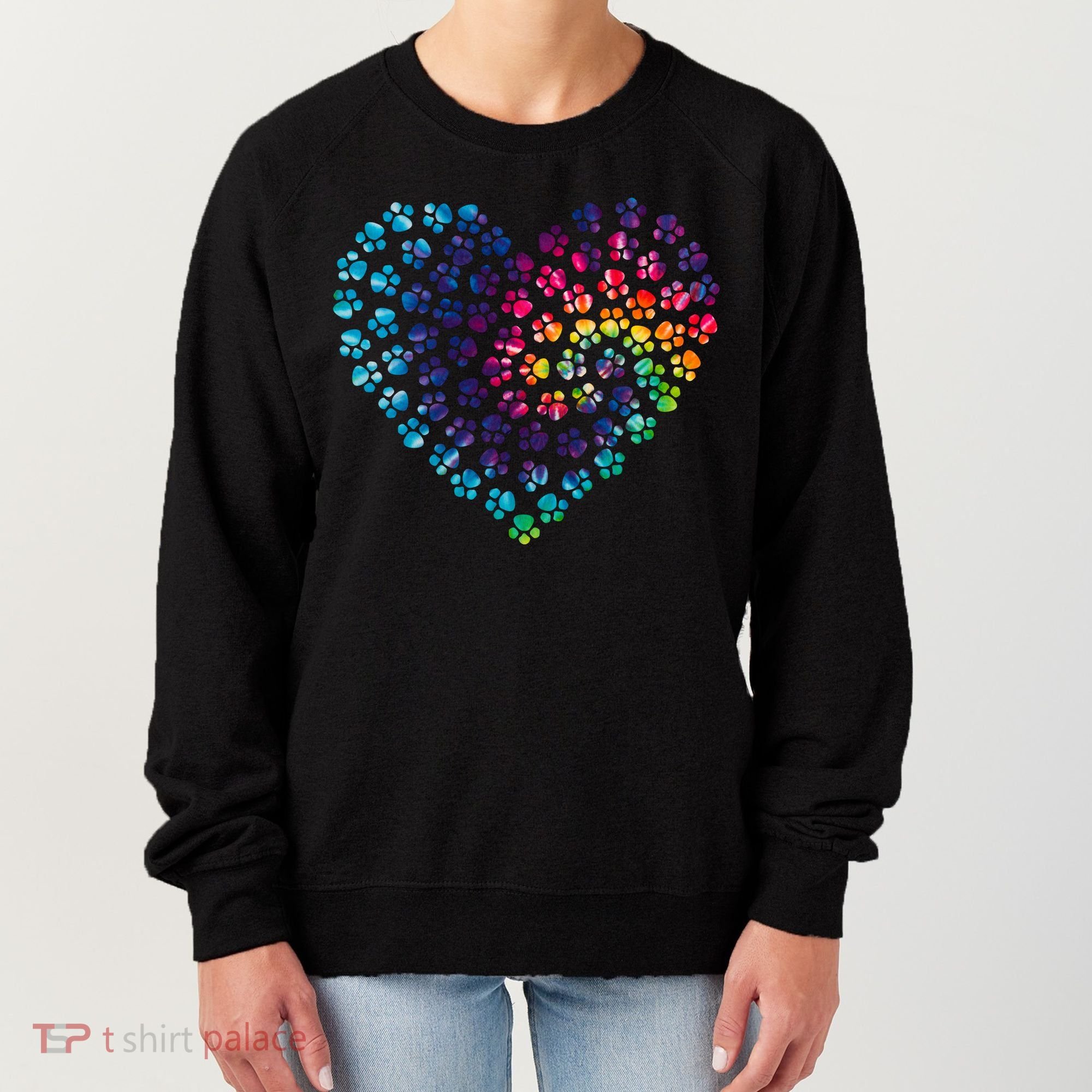 Rainbow Paw Print Heart Dog Lover Women's Sweatshirt