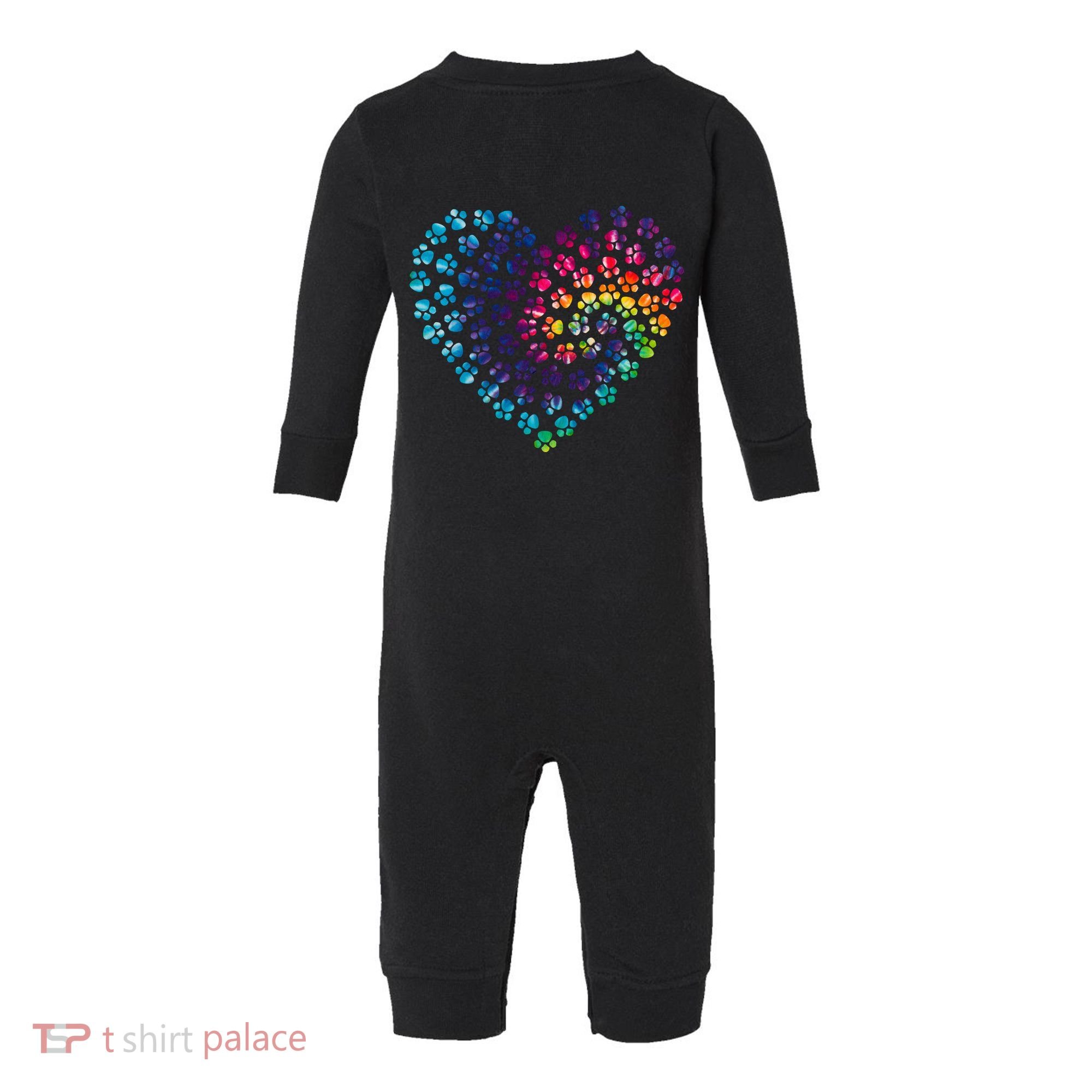 Rainbow Paw Print Heart Dog Lover Infant Fleece One Piece