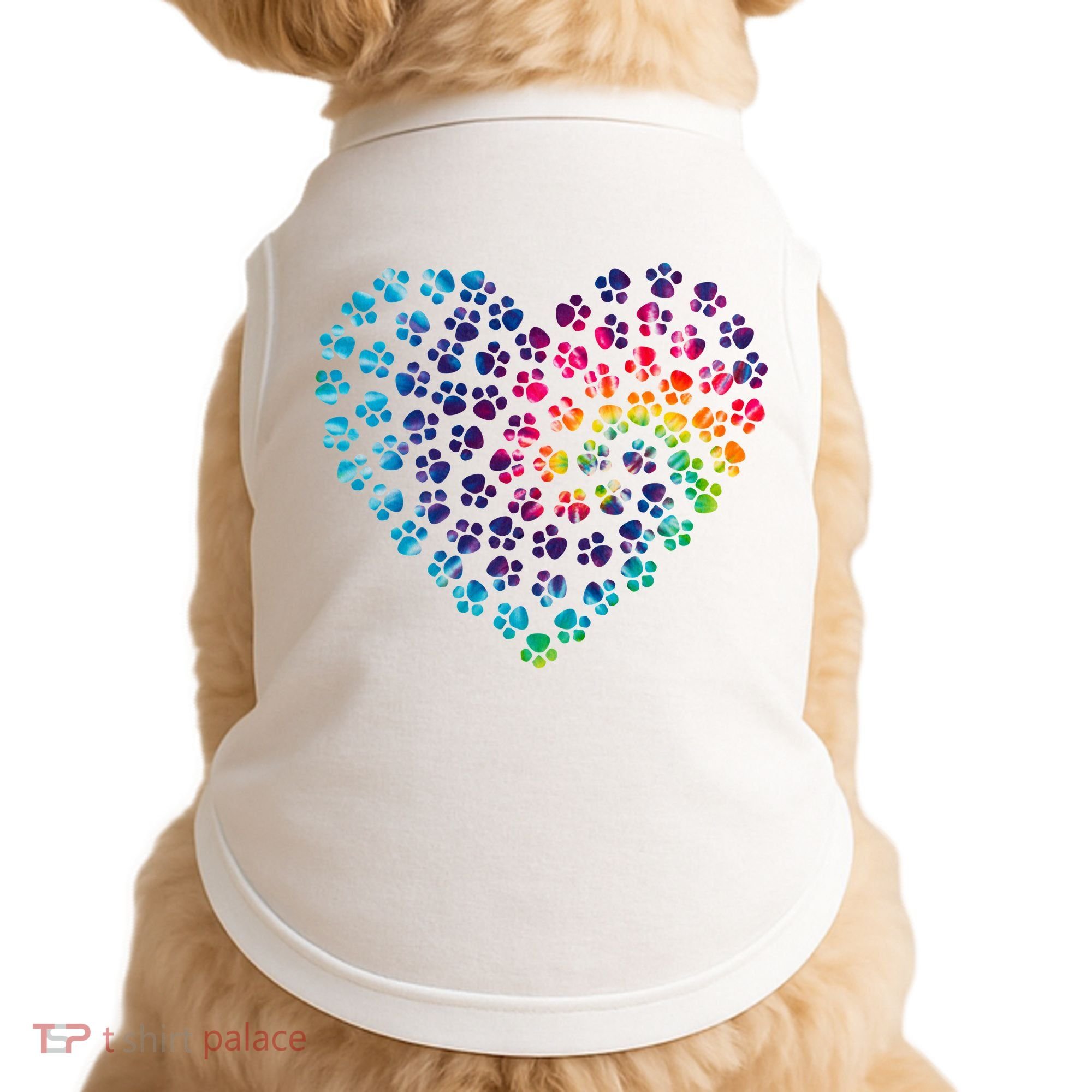 Rainbow Paw Print Heart Dog Lover Doggie Tank