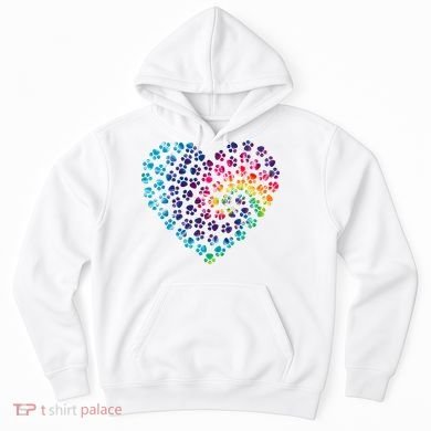 Rainbow Paw Print Heart Dog Lover Hoodie