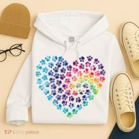 Rainbow Paw Print Heart Dog Lover Hoodie thumb 4