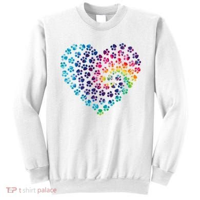 Rainbow Paw Print Heart Dog Lover Sweatshirt