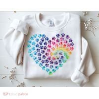 Rainbow Paw Print Heart Dog Lover Sweatshirt thumb 2