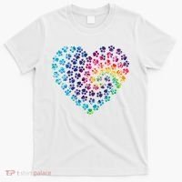 Rainbow Paw Print Heart Dog Lover T-Shirt thumb 0