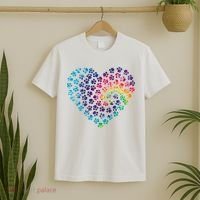 Rainbow Paw Print Heart Dog Lover T-Shirt thumb 2