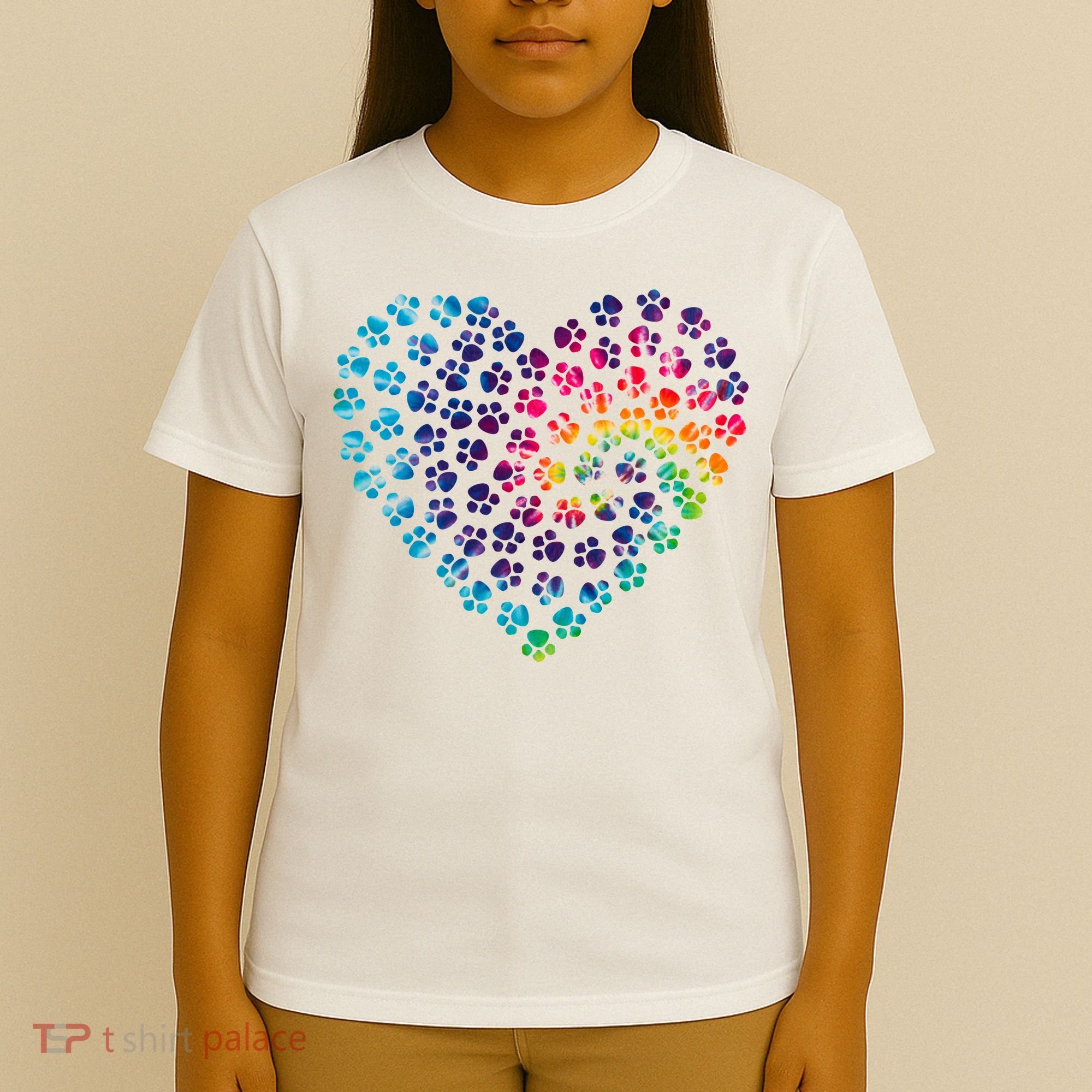Rainbow Paw Print Heart Dog Lover T-Shirt