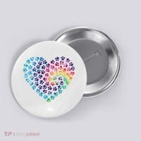 Rainbow Paw Print Heart Dog Lover Button thumb 0