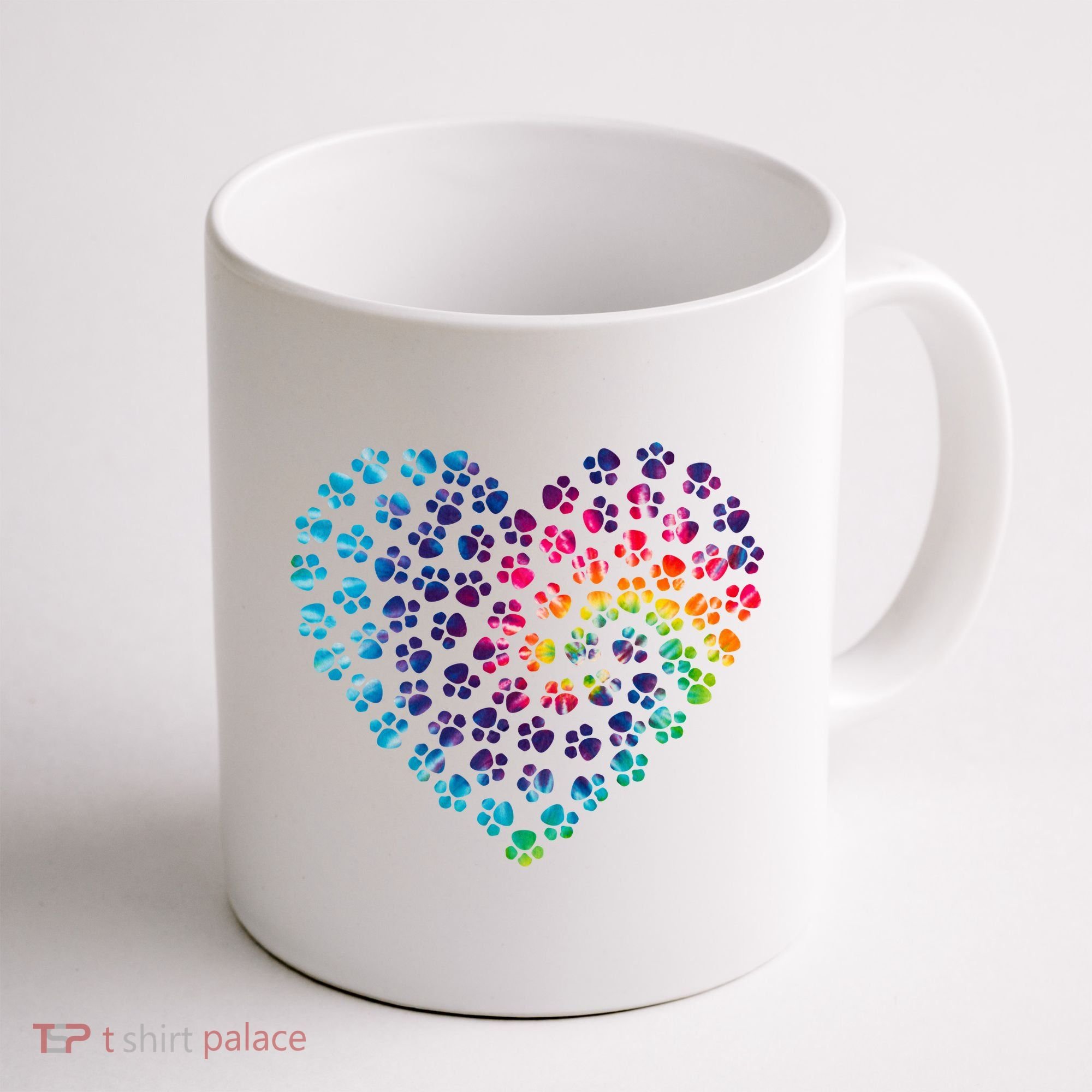 Rainbow Paw Print Heart Dog Lover Coffee Mug