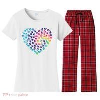 Rainbow Paw Print Heart Dog Lover Women's Flannel Pajama Set thumb 0