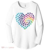 Rainbow Paw Print Heart Dog Lover Women's Perfect Tri Tunic Long Sleeve Shirt thumb 0
