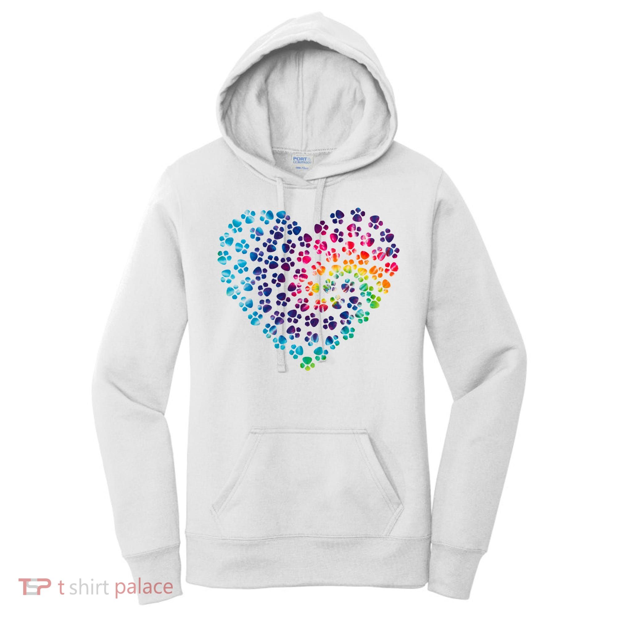 Rainbow Paw Print Heart Dog Lover Women's Hoodie