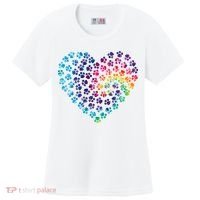 Rainbow Paw Print Heart Dog Lover Women's Cooling Performance Crew T-Shirt thumb 0
