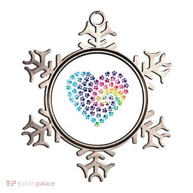 Rainbow Paw Print Heart Dog Lover Ornament