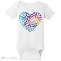 Rainbow Paw Print Heart Dog Lover Baby Bodysuit thumb 0