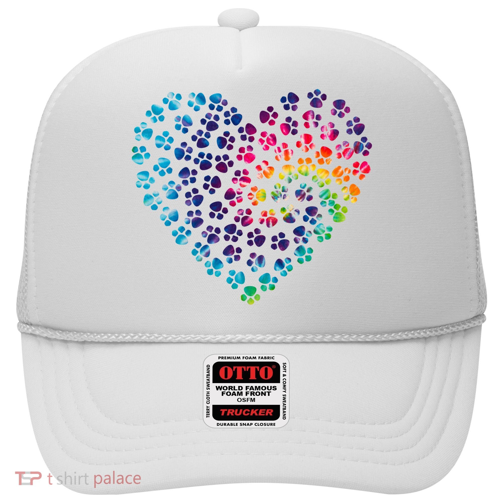 Rainbow Paw Print Heart Dog Lover Hat
