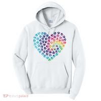 Rainbow Paw Print Heart Dog Lover Tall Hoodie thumb 0