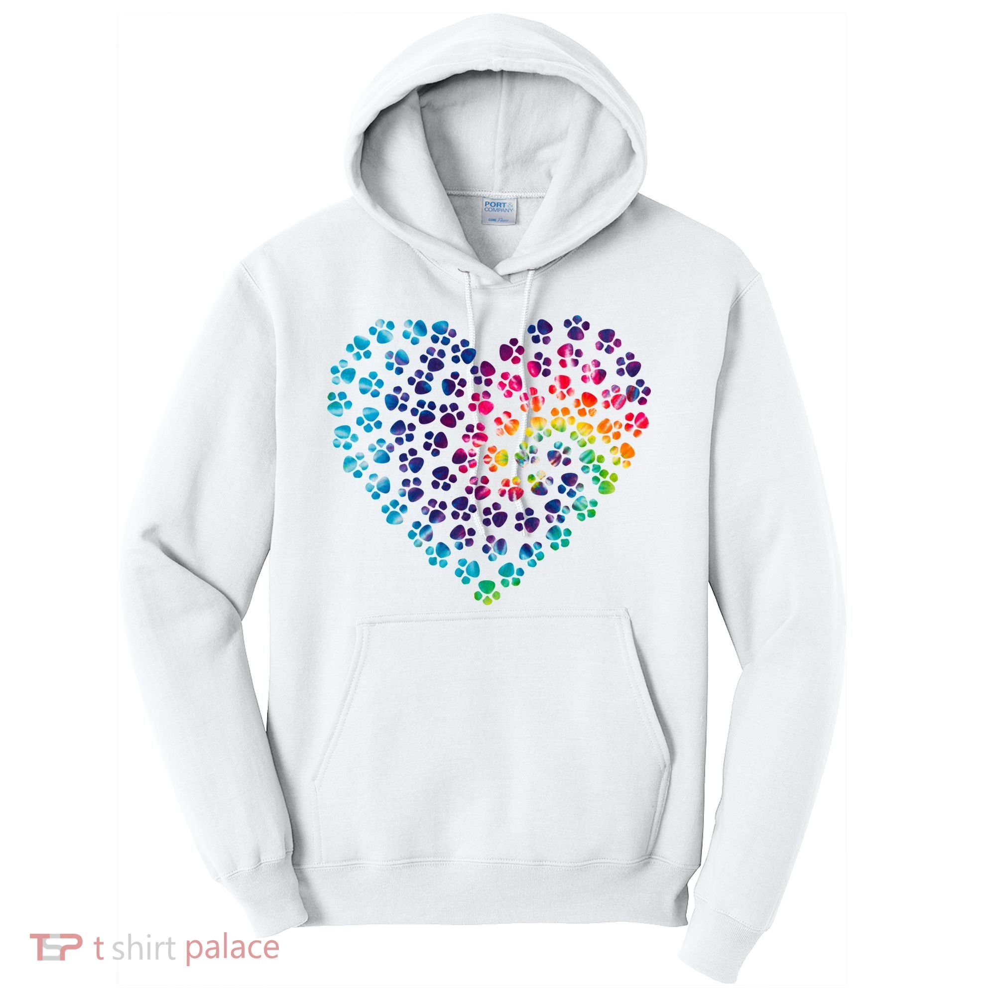 Rainbow Paw Print Heart Dog Lover Tall Hoodie
