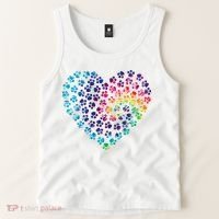 Rainbow Paw Print Heart Dog Lover Tank Top thumb 2