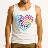 Rainbow Paw Print Heart Dog Lover Tank Top thumb 3