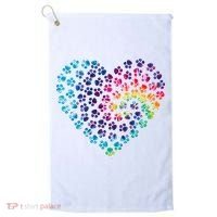 Rainbow Paw Print Heart Dog Lover Golf Towel thumb 0