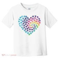 Rainbow Paw Print Heart Dog Lover Toddler T-Shirt thumb 0